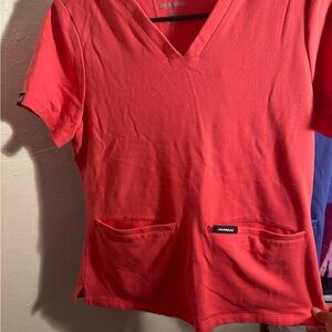 Jaanuu Coral V-Neck Scrub Top and bottoms